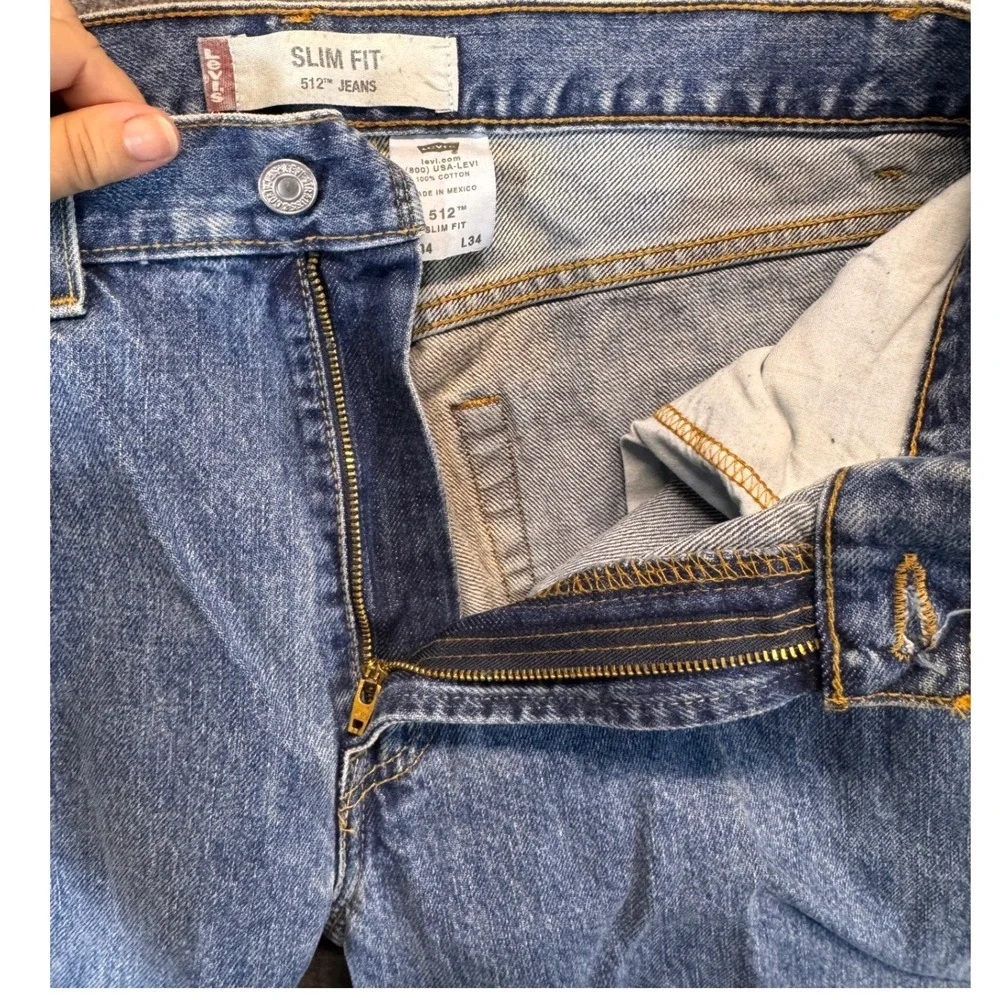 Levis 512 Blue Denim Jeans Slim Fit Mens 34x34 Mid Rise Tapered Cotton‎ Vntg Y2K